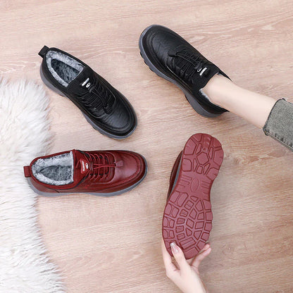 Waterproof orthopedic leather wool shoes 